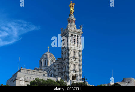 The historic basilica Notre Dame de la Garde of Marseille in South France . Stock Photo