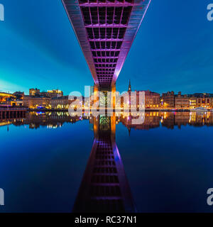 Newcastle quayside at night seen from Gateshead Quays, Gateshead, Tyne and Wear, England, United Kingdom Stock Photo