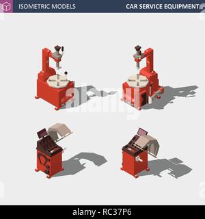 Car Service Equipment Set. Vector Isometric Illustration. Stock Vector