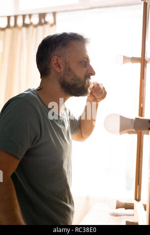 Morning of adult man Stock Photo