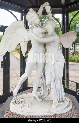 Statue of Cupid & Psyche in glass pavilion, Crescent Gardens, Harrogate, North Yorkshire, England, United Kingdom