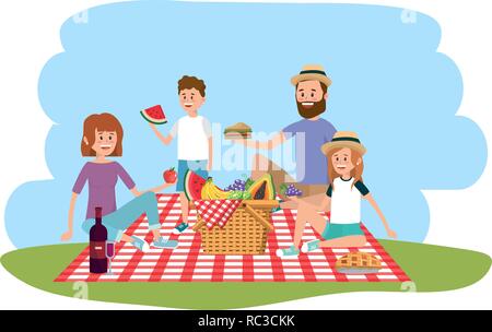 Family on picnic Stock Vector