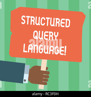 Writing note showing Structured Query Language. Business photo showcasing computer language for relational database Hu analysis Hand Holding Colored P Stock Photo