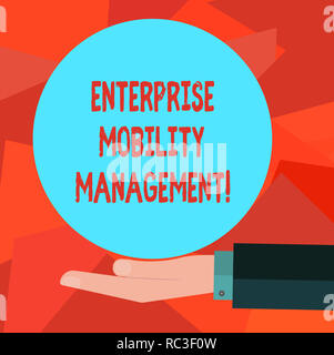 Word writing text Enterprise Mobility Management. Business concept for Approach use in analysisaging smartphones Hu analysis Hand in Suit Offering Bla Stock Photo