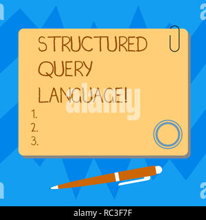 Word writing text Structured Query Language. Business concept for computer language for relational database Blank Square Color Board with Magnet Click Stock Photo
