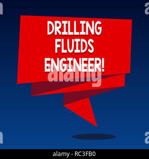 Handwriting text writing Drilling Fluids Engineer. Concept meaning A demonstrating in charge for testing the mud at a rig Folded 3D Ribbon Strip Solid Stock Photo