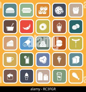Popular food flat icons on orange background, stock vector Stock Vector