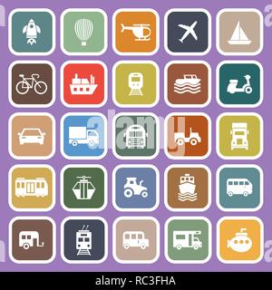 Vehicle flat icons on purple background, stock vector Stock Vector