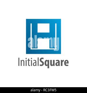 Square initial letter H logo concept design. Symbol graphic template element vector Stock Vector