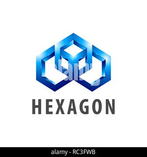 Hexagon three dimensional style logo concept design. Symbol graphic template element vector Stock Vector