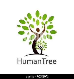 Human tree logo concept design. Symbol graphic template element vector Stock Vector