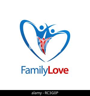 Three human Family love logo concept design. Symbol graphic template element vector Stock Vector