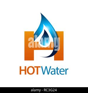 Hot water drop initial letter H logo concept design. Symbol graphic template element vector Stock Vector