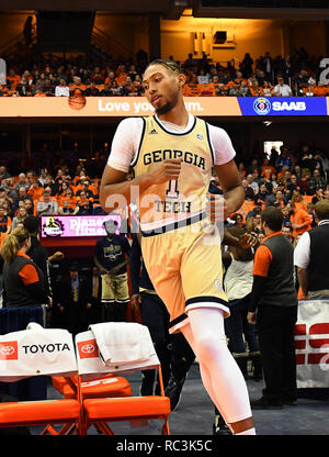 Syracuse, NY, USA. 12th Jan, 2019. Georgia Tech forward/center James Banks III (1) enters the court. Georgia Tech defeated Syracuse 73-59 at the Carrier Dome in Syracuse, NY. Photo by Alan Schwartz/Cal Sport Media/Alamy Live News Stock Photo