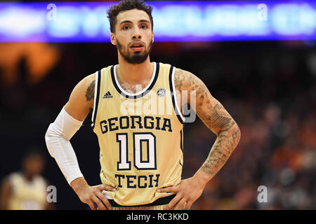 Syracuse, NY, USA. 12th Jan, 2019. Georgia Tech guard Jose Alvarado (10) during the first half of play. Georgia Tech defeated Syracuse 73-59 at the Carrier Dome in Syracuse, NY. Photo by Alan Schwartz/Cal Sport Media/Alamy Live News Stock Photo