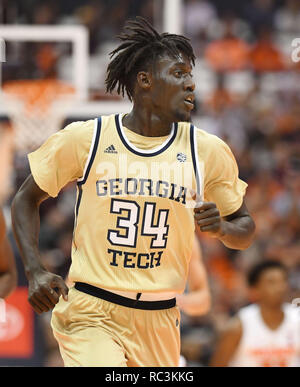 Syracuse, NY, USA. 12th Jan, 2019. Georgia Tech forward Abdoulaye Gueye (34) during the first half of play. Georgia Tech defeated Syracuse 73-59 at the Carrier Dome in Syracuse, NY. Photo by Alan Schwartz/Cal Sport Media/Alamy Live News Stock Photo