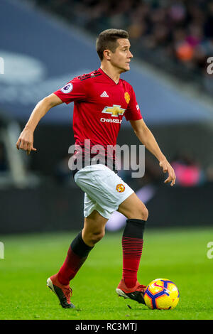 London, UK. 13th Janaury 2019. Ander Herrera of Manchester United during the Premier League match between Tottenham Hotspur and Manchester United at Wembley Stadium, London, England on 13 January 2019. Photo by Salvio Calabrese.  Editorial use only, license required for commercial use. No use in betting, games or a single club/league/player publications. Credit: UK Sports Pics Ltd/Alamy Live News Stock Photo