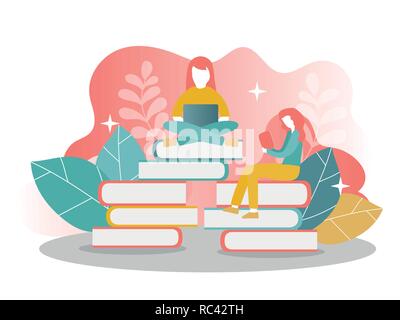Landing Page Template Of Online education. Modern Flat Design Concept Stock Vector