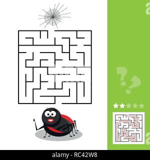 Cartoon Vector Illustration of Education Maze or Labyrinth Activity Game Stock Vector