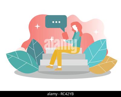 Landing page template of Online education. Modern flat design concept Stock Vector
