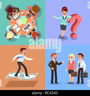 Set of business illustration. Working men and women. Stock Vector
