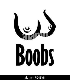 Boobs vector logo illustration for sex shop Flat emblem of female  