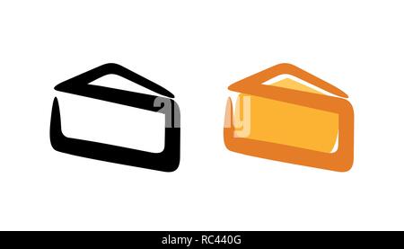 Triangle part of Cheese, vector logo emblem isolated on white. Stock Vector