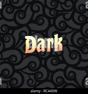 Black Background with demonstration of Gold light logo on foreground. Vector pattern with wavy forms. Stock Vector
