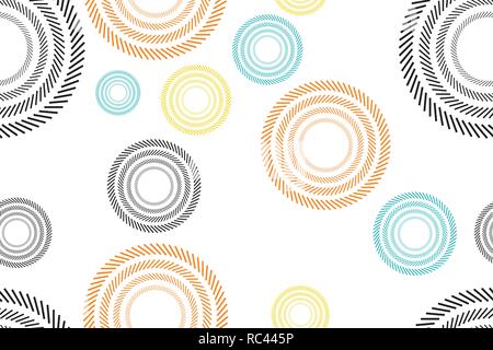 Seamless, abstract background pattern made with short lines forming circles. Colorful, modern vector art. Stock Vector