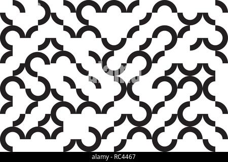 Seamless abstract background pattern made with quarter of circle strokes. Playful and modern vector art. Stock Vector