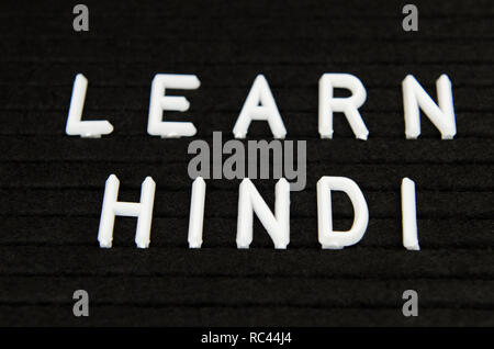 learn language sign on black background Stock Photo