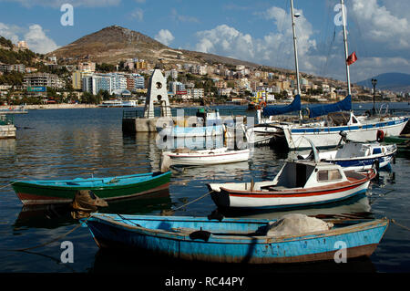 Marina and fishing port of Saranda. Republic of Albania. Stock Photo