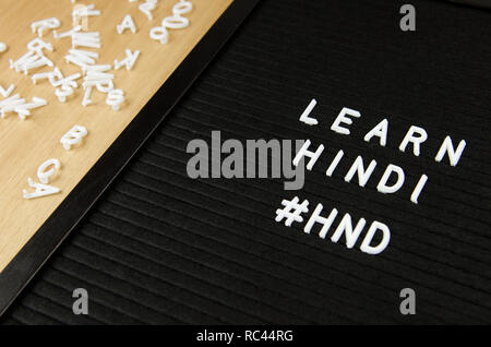 learn language sign on black background Stock Photo