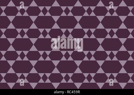 Seamless, abstract background art made with geometric shapes in purple color. Decorative vector art. Stock Vector
