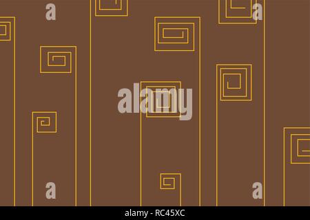 Abstract background pattern made with lines forming flower / plant abstraction in yellow and brown colors. Modern vector art. Stock Vector
