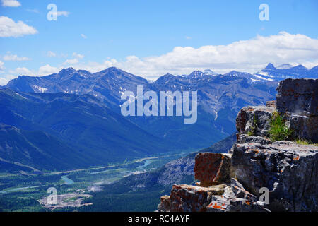 A view from the top of Mount Yamnuska in Kananaskis, Alberta,Canada Stock Photo