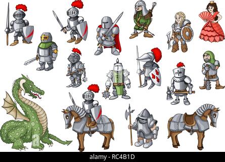 Vector set with hand drawn isolated colored doodles on the theme of kingdom Stock Vector