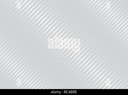 Abstract white color geometric stripes oblique halftone texture gray background. Circles pattern. Vector illustration Stock Vector