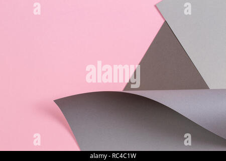 Abstract geometric shape gray and pink color paper background Stock Photo