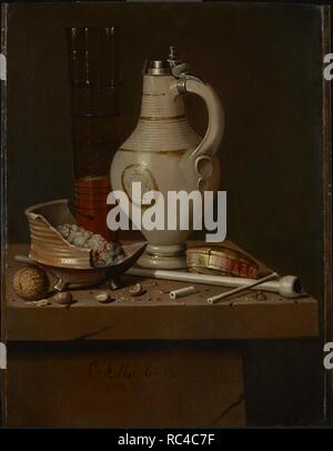 Still life with smoking utensils and beer mug. Museum: Wallraf-Richartz-Museum, Cologne. Author: COLLIER, EDWAERT. Stock Photo