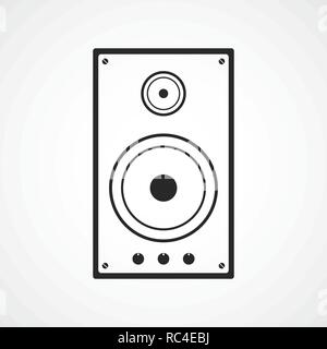 Music column line icon in flat design. Vector illustration. Gray audio speaker on light background Stock Vector