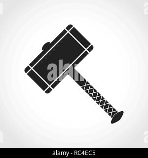 Thor Hammer icon in a flat design. Vector illustration. Thor Hammer, isolated on light background Stock Vector