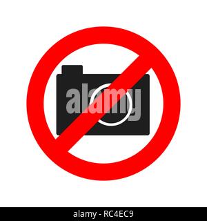 No Photo camera sign. Vector illustration. No photography sign, isolated on white background. Stock Vector