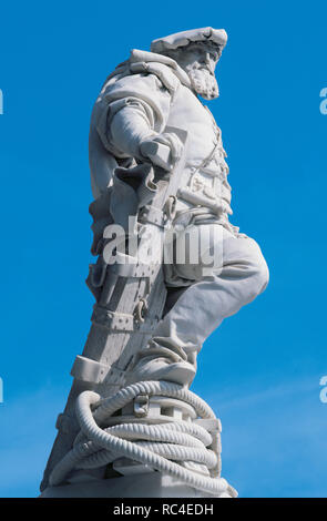 Elcano, Juan Sebastian (c.1476-1526). Spanish navigator. In 1522, rounded the Cape of Good Hope, making it he and his men in the first sailors who went around the world. Monument in his birthplace. Guetaria. Basque Country. Spain. Stock Photo