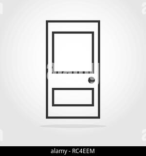 Door icon in flat design. Vector illustration. Minimalist gray door symbol isolated Stock Vector