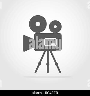 Video camera icon in flat design. Vector illustration. Gray sign of video camera isolated Stock Vector