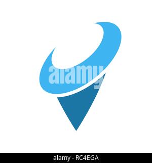 Map point icon in flat design. Vector illustration. blue pointer on white background. Stock Vector