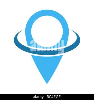 Map point icon in flat design. Vector illustration. blue pointer on white background. Stock Vector