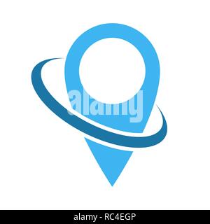 Map point icon in flat design. Vector illustration. blue pointer on white background. Stock Vector