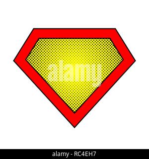 Bright superhero color logo with halftone effect, on white background. Vector illustration. Stock Vector